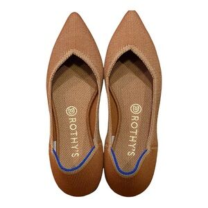 Rothy's Brown Flats with Blue Trim